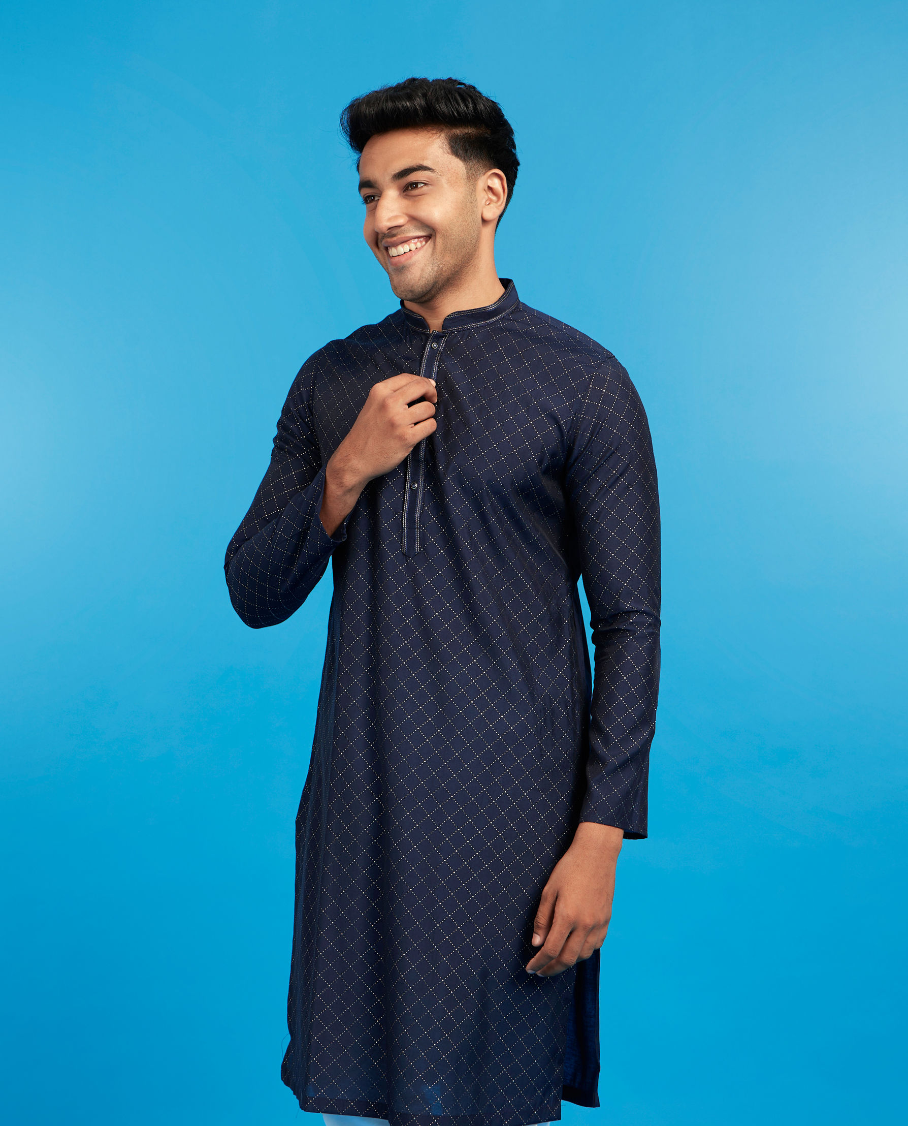 Diwas Men Diwas Elegance Dark Blue Kurta
