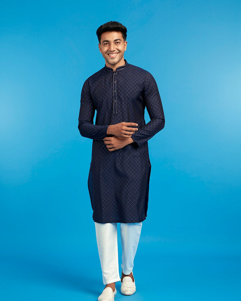 Diwas Men Diwas Elegance Dark Blue Kurta