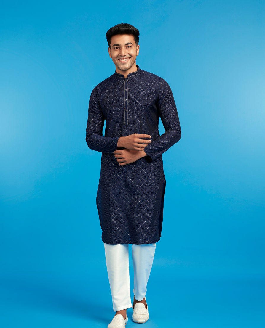 Diwas Men Diwas Elegance Dark Blue Kurta