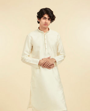 Diwas Men Elegant Cream Art Silk Kurta