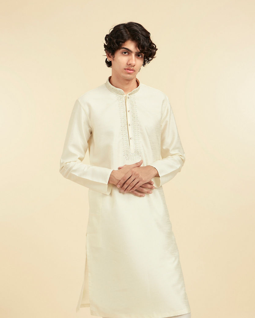 Diwas Men Elegant Cream Art Silk Kurta