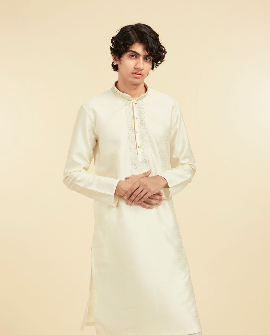 Diwas Men Elegant Cream Art Silk Kurta