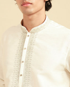Diwas Men Elegant Cream Art Silk Kurta