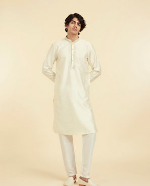 Diwas Men Elegant Cream Art Silk Kurta
