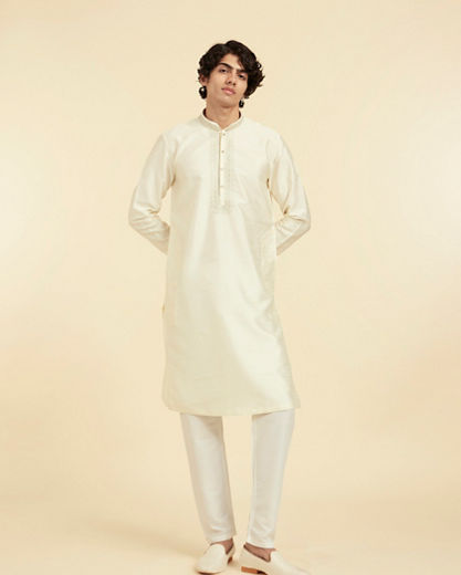 Diwas Men Elegant Cream Art Silk Kurta