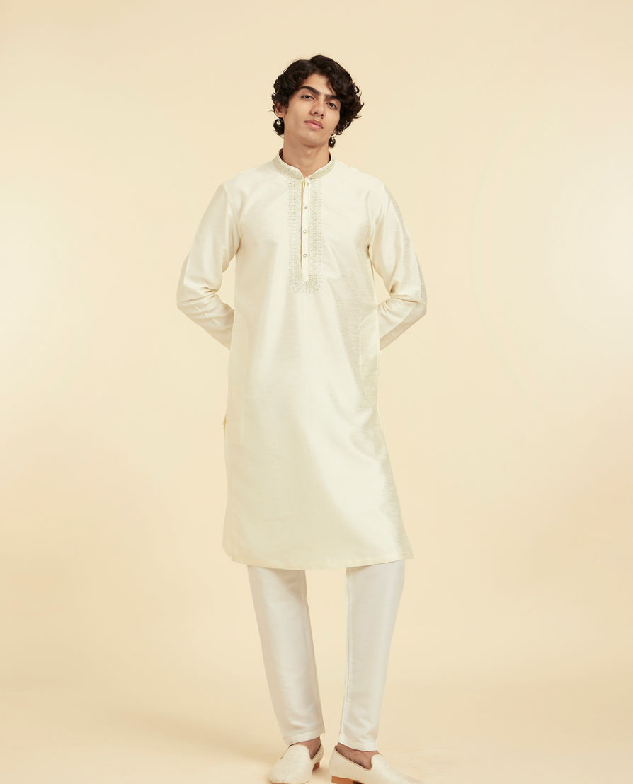 Diwas Men Elegant Cream Art Silk Kurta