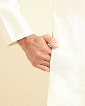 Diwas Men Elegant Cream Art Silk Kurta