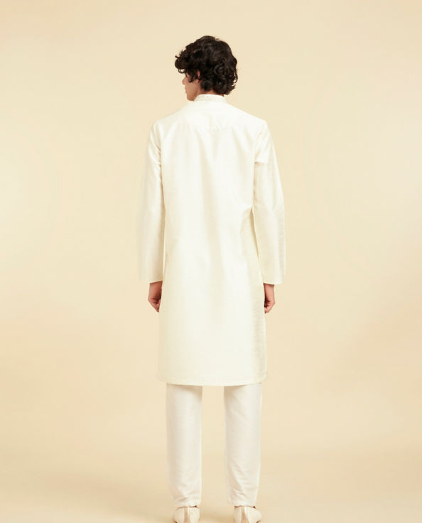 Diwas Men Elegant Cream Art Silk Kurta