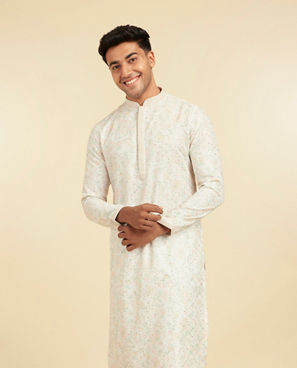 Diwas Men Elegant Cream Fancy Print Kurta