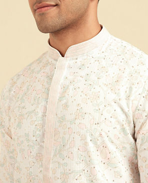 Diwas Men Elegant Cream Fancy Print Kurta