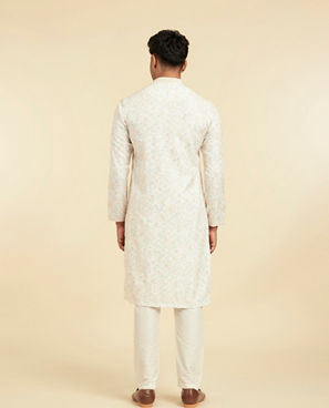 Diwas Men Elegant Cream Fancy Print Kurta