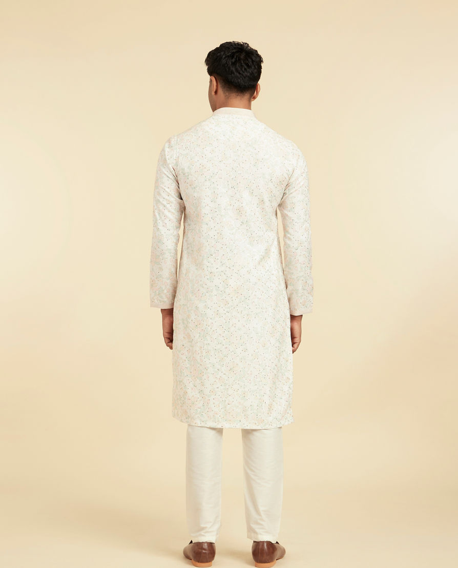 Diwas Men Elegant Cream Fancy Print Kurta