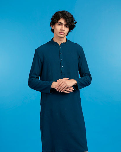 Diwas Men Teal Blue Elegance Kurta