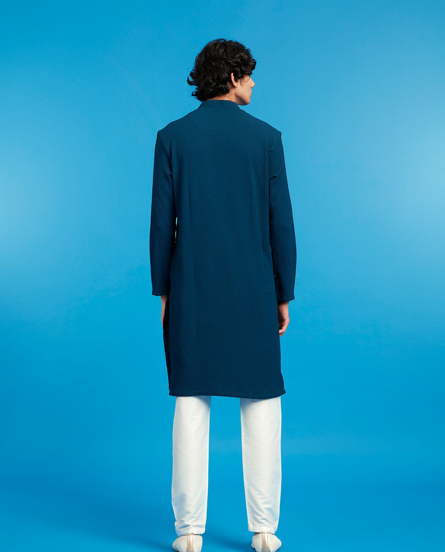 Diwas Men Teal Blue Elegance Kurta