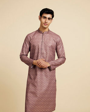 Diwas Men Mocha Brown Jaal Printed Kurta