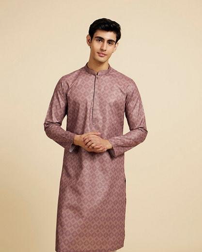 Diwas Men Mocha Brown Jaal Printed Kurta