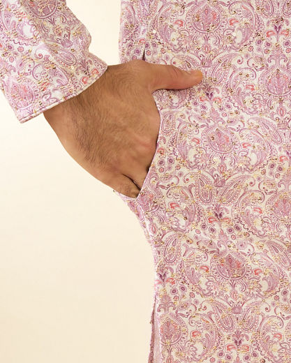 Diwas Men Elegant Lilac Cotton Kurta