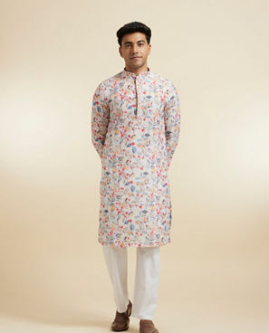 Diwas Men Elegant Cream Cotton Kurta