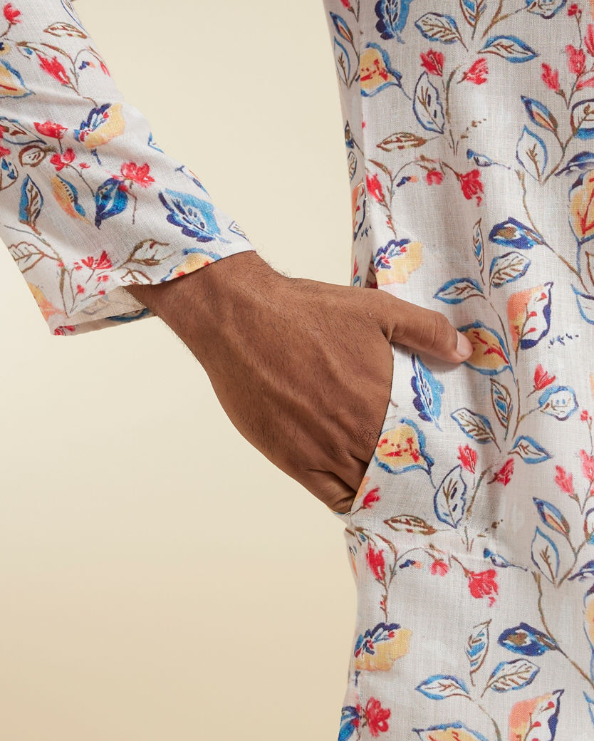 Diwas Men Elegant Cream Cotton Kurta