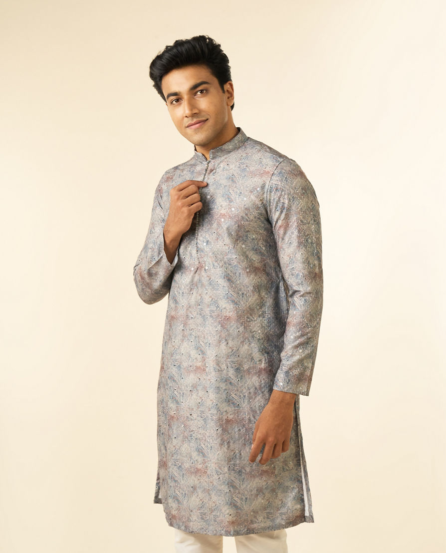 Diwas Men Green Art Silk Printed Fancy Kurta
