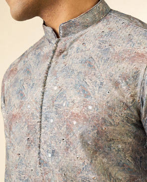 Diwas Men Green Art Silk Printed Fancy Kurta