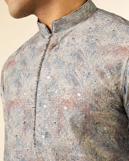 Diwas Men Green Art Silk Printed Fancy Kurta