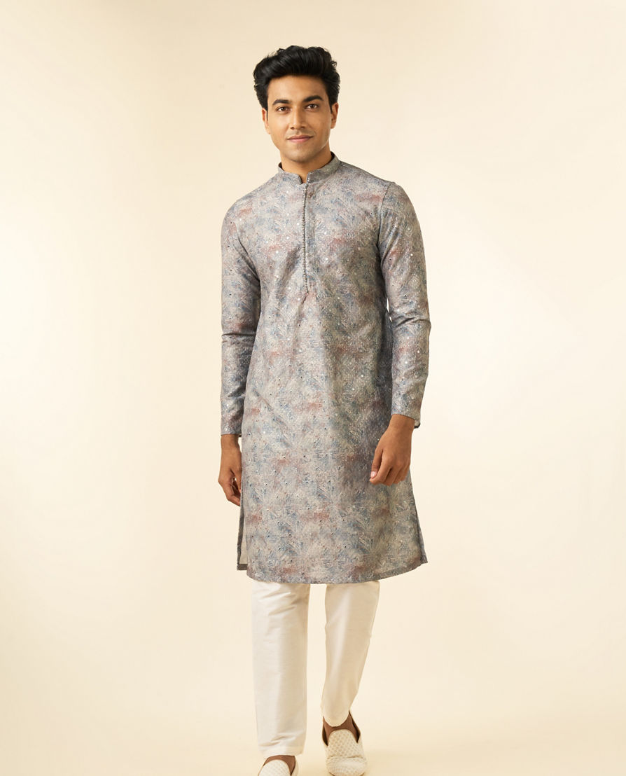 Diwas Men Green Art Silk Printed Fancy Kurta