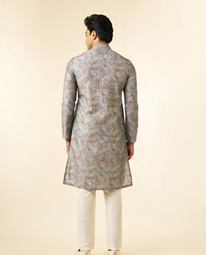 Diwas Men Green Art Silk Printed Fancy Kurta