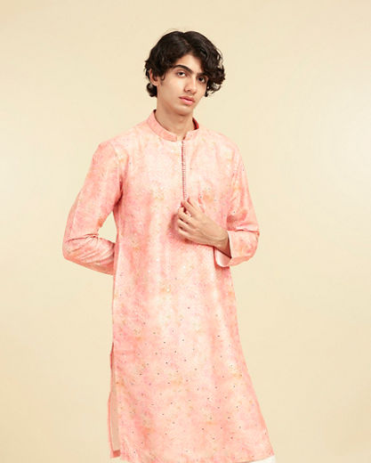Diwas Men Peach Elegance Silk Kurta