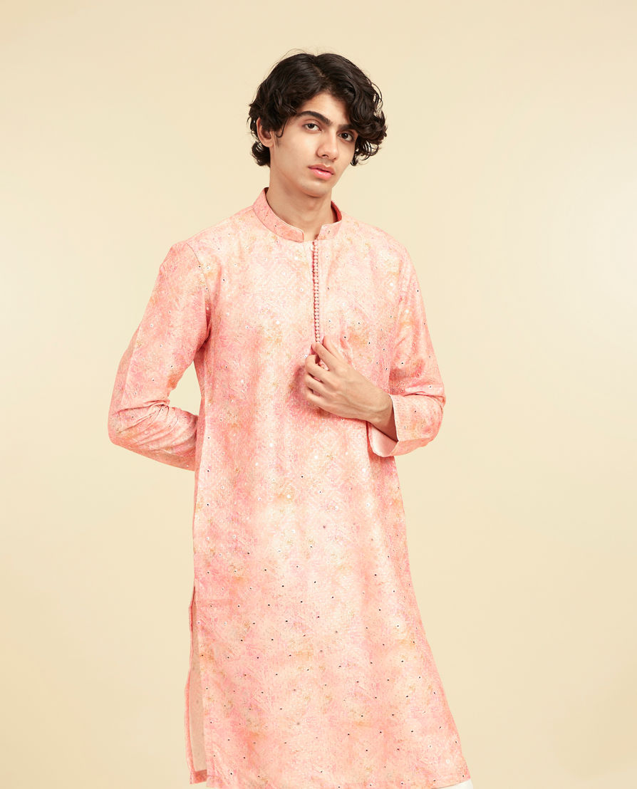 Diwas Men Peach Elegance Silk Kurta