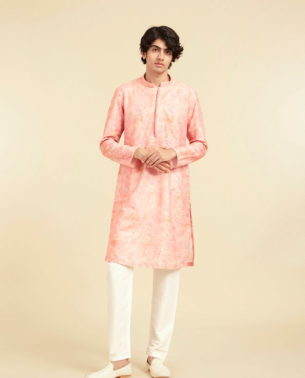 Diwas Men Peach Elegance Silk Kurta