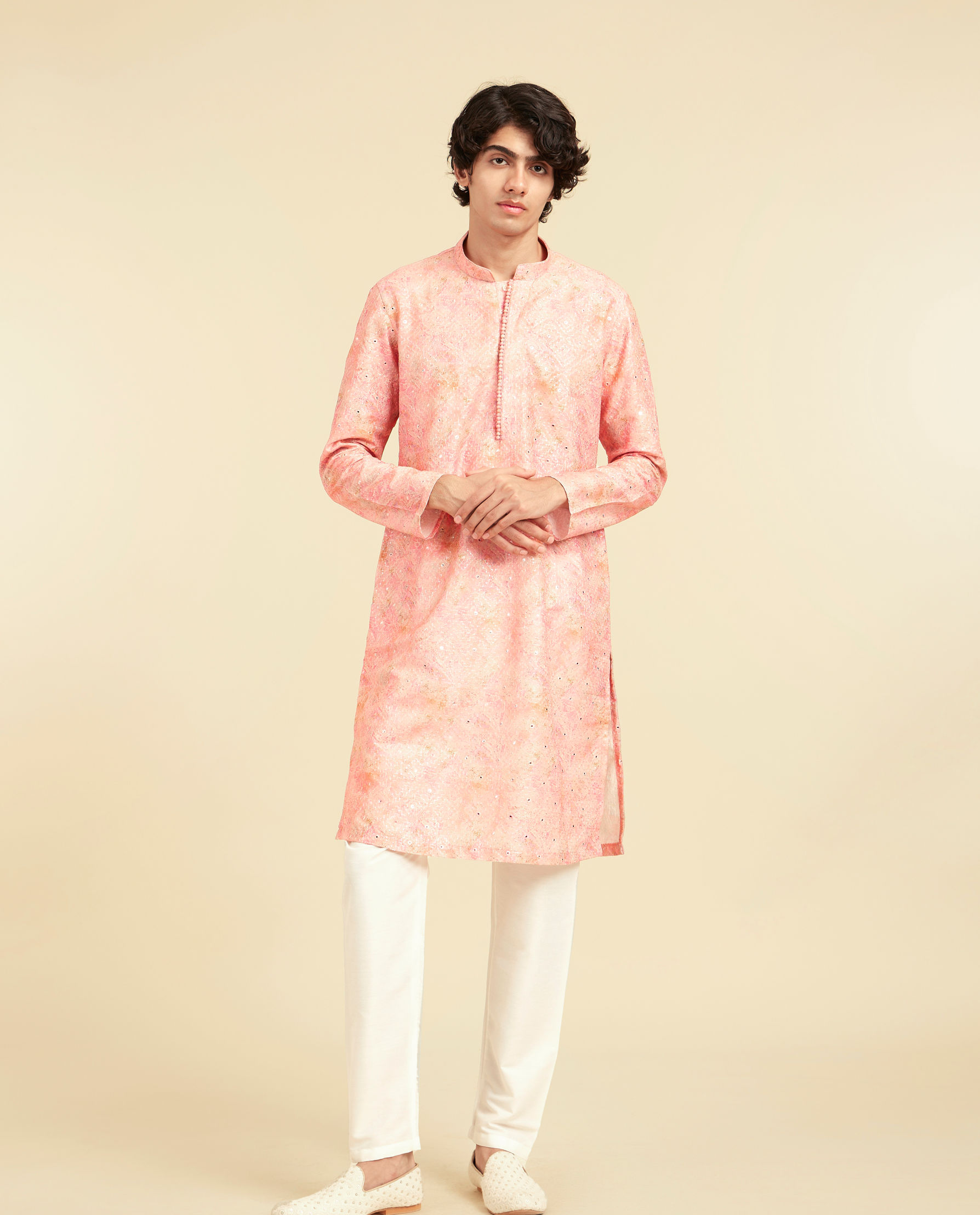 Diwas Men Peach Elegance Silk Kurta