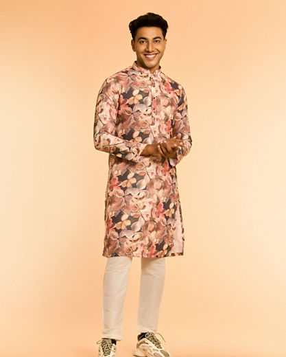 Diwas Men Brown Blended Cotton Kurta
