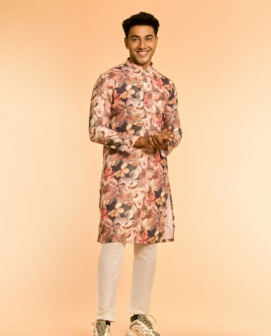 Diwas Men Brown Blended Cotton Kurta