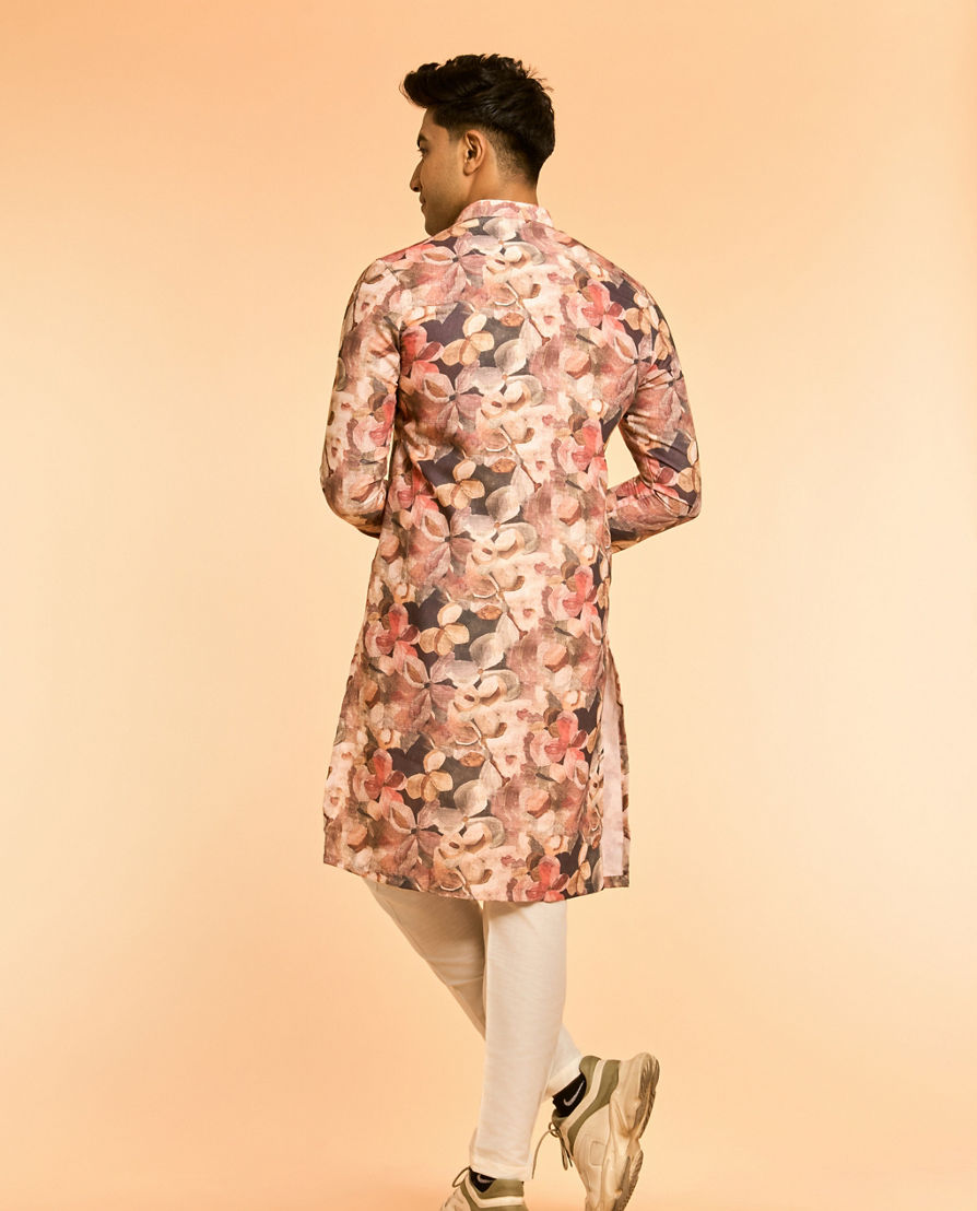 Diwas Men Brown Blended Cotton Kurta