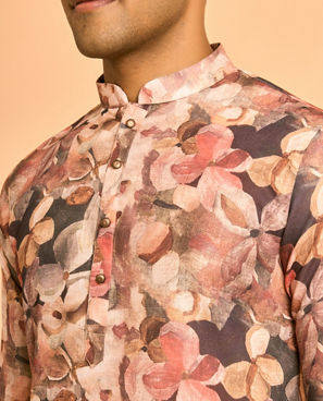 Diwas Men Brown Blended Cotton Kurta