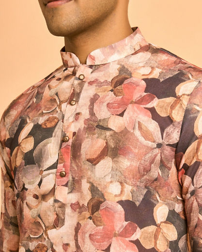 Diwas Men Brown Blended Cotton Kurta