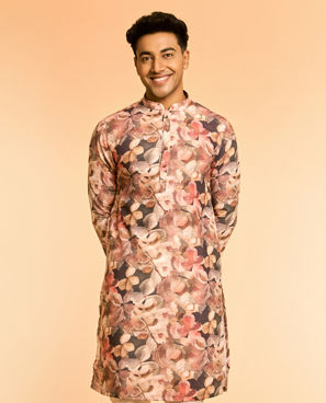 Diwas Men Brown Blended Cotton Kurta