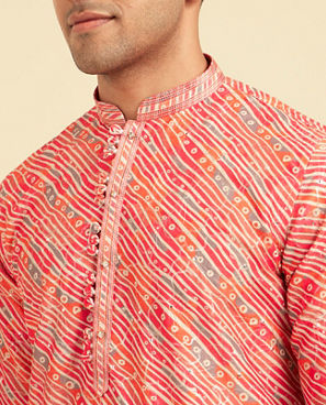 Diwas Men Coral Pink Kurta