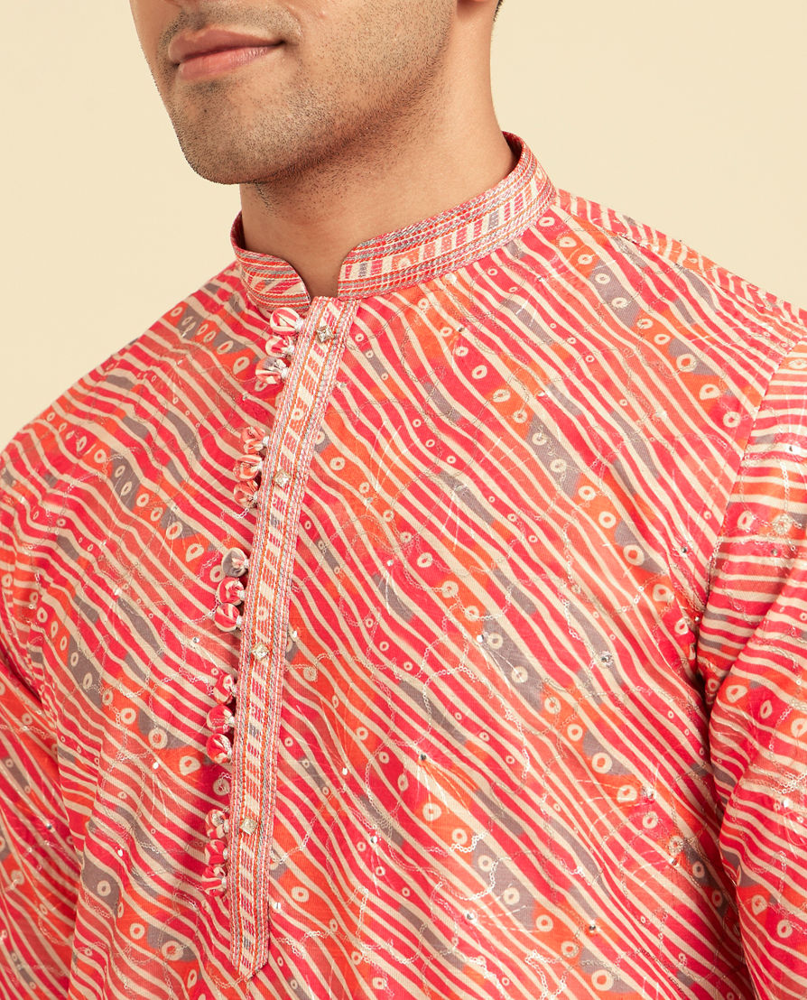 Diwas Men Coral Pink Kurta