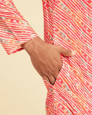 Diwas Men Coral Pink Kurta