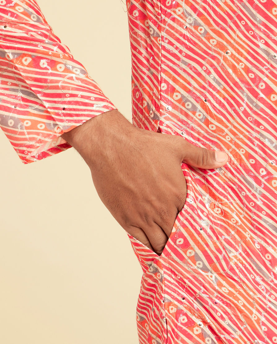 Diwas Men Coral Pink Kurta