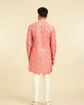 Diwas Men Coral Pink Kurta