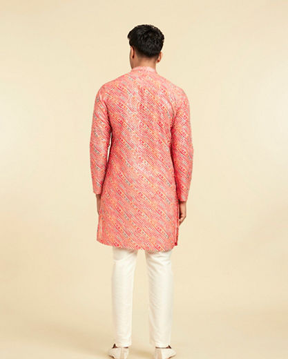 Diwas Men Coral Pink Kurta