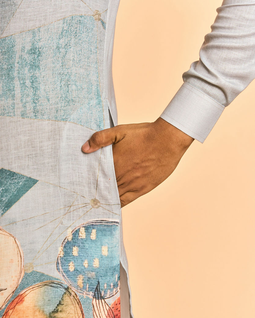 Diwas Men Light Blue Elegance Kurta