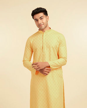 Diwas Men Sunshine Yellow Cotton Kurta