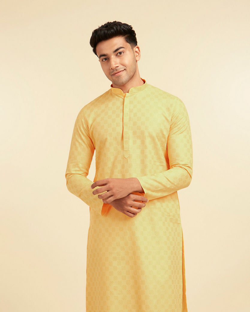 Diwas Men Sunshine Yellow Cotton Kurta