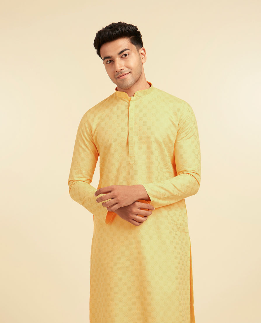 Diwas Men Sunshine Yellow Cotton Kurta