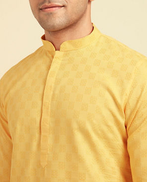 Diwas Men Sunshine Yellow Cotton Kurta