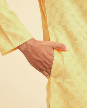 Diwas Men Sunshine Yellow Cotton Kurta